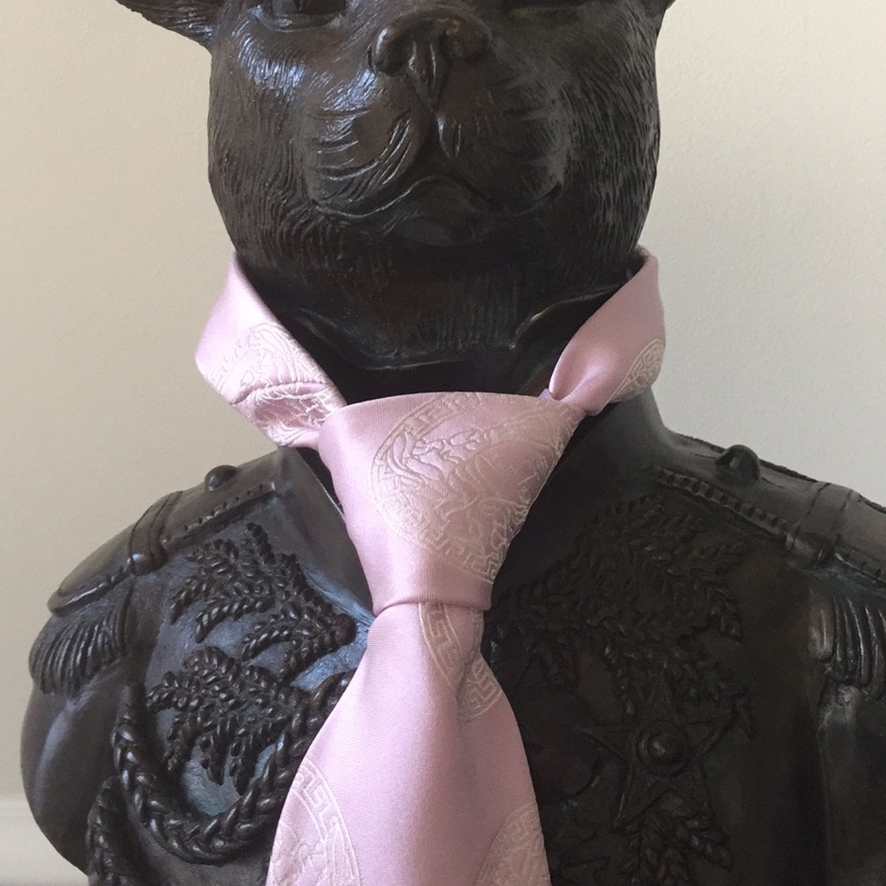 SOLD!πHPπSilk Medusa Medallion Tie in Dusty Rose - Picture 2 of 7